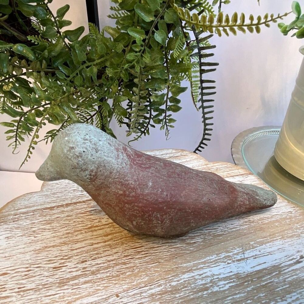 Cement bird Cardinal vintage concrete lawn ornament must see
